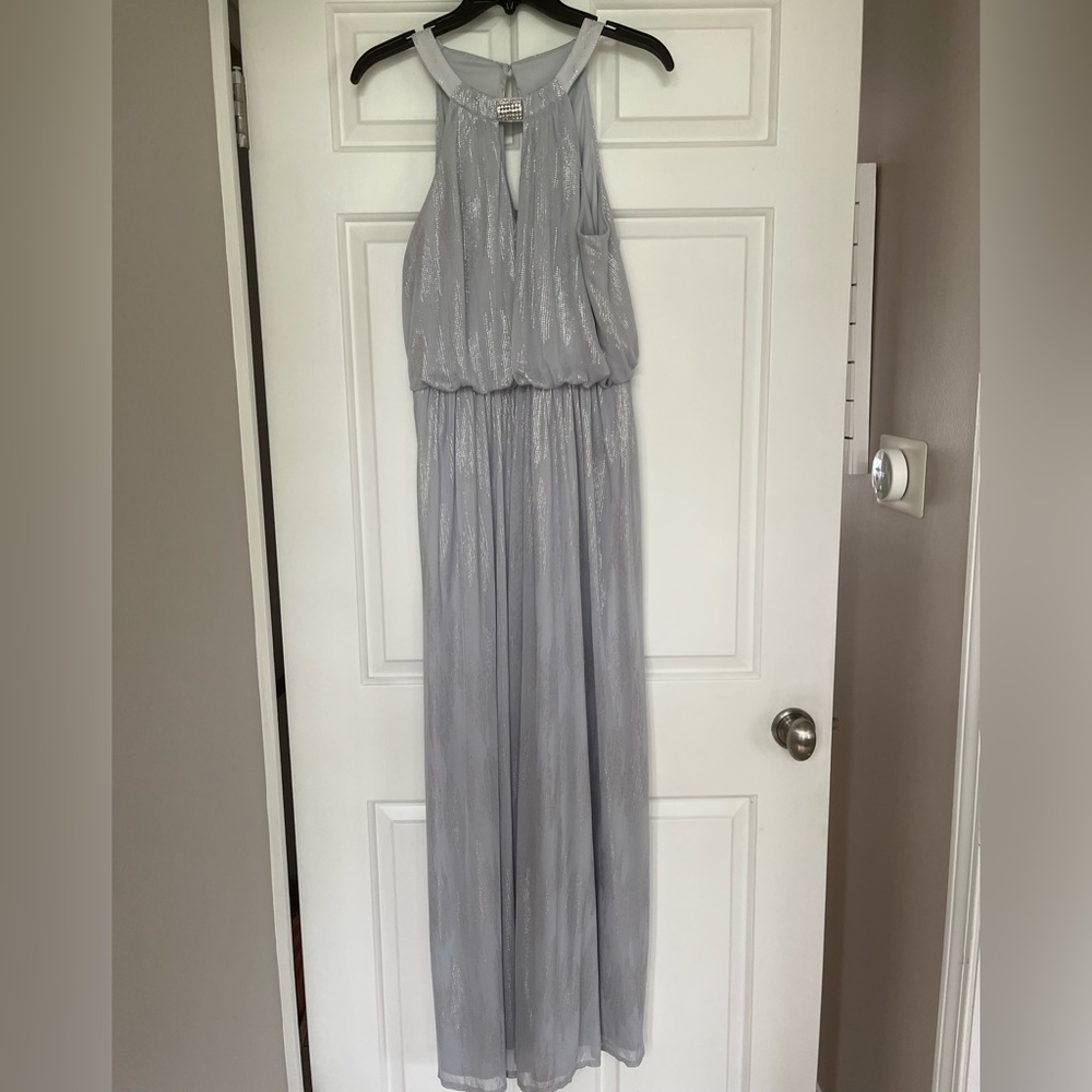Jessica Howard Silver Halter dress